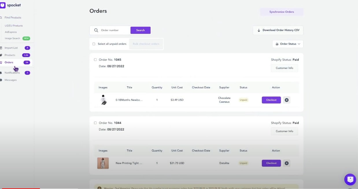 Spocket Order fulfillment